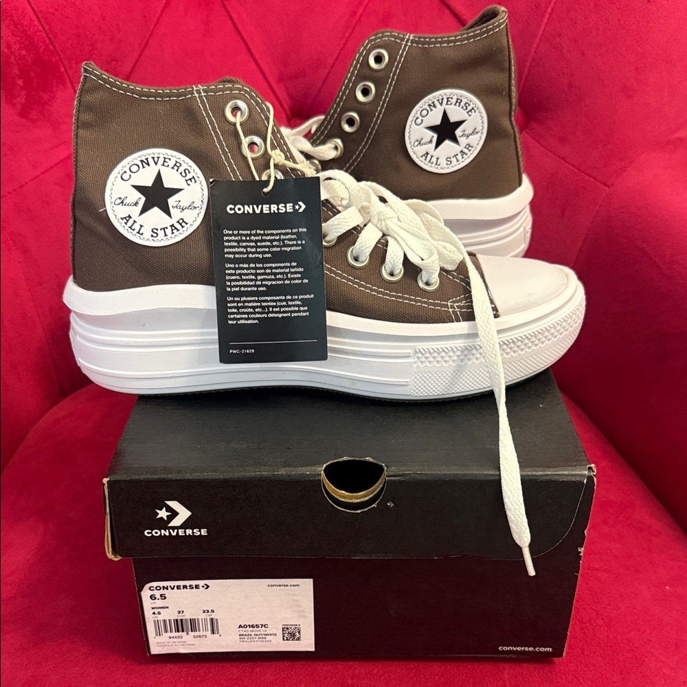 Converse Chuck Taylor Platform High Top Sneakers - Brown & White